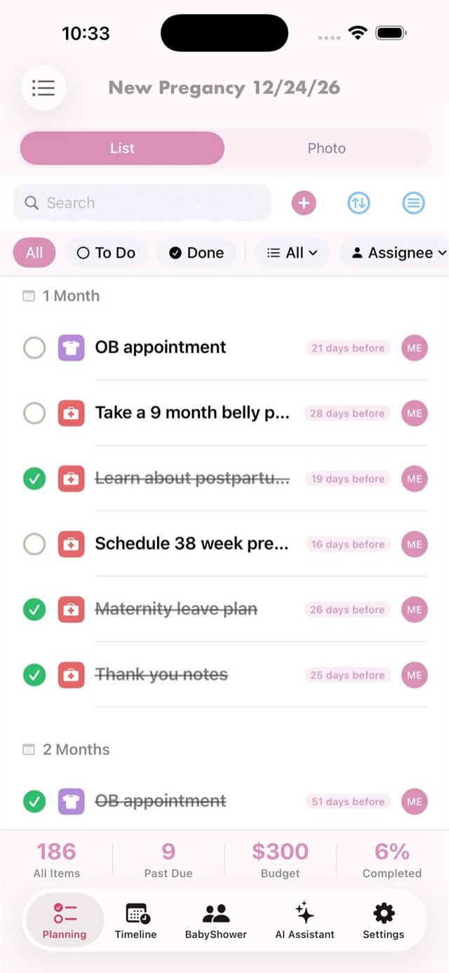 Month by month pregnancy task list