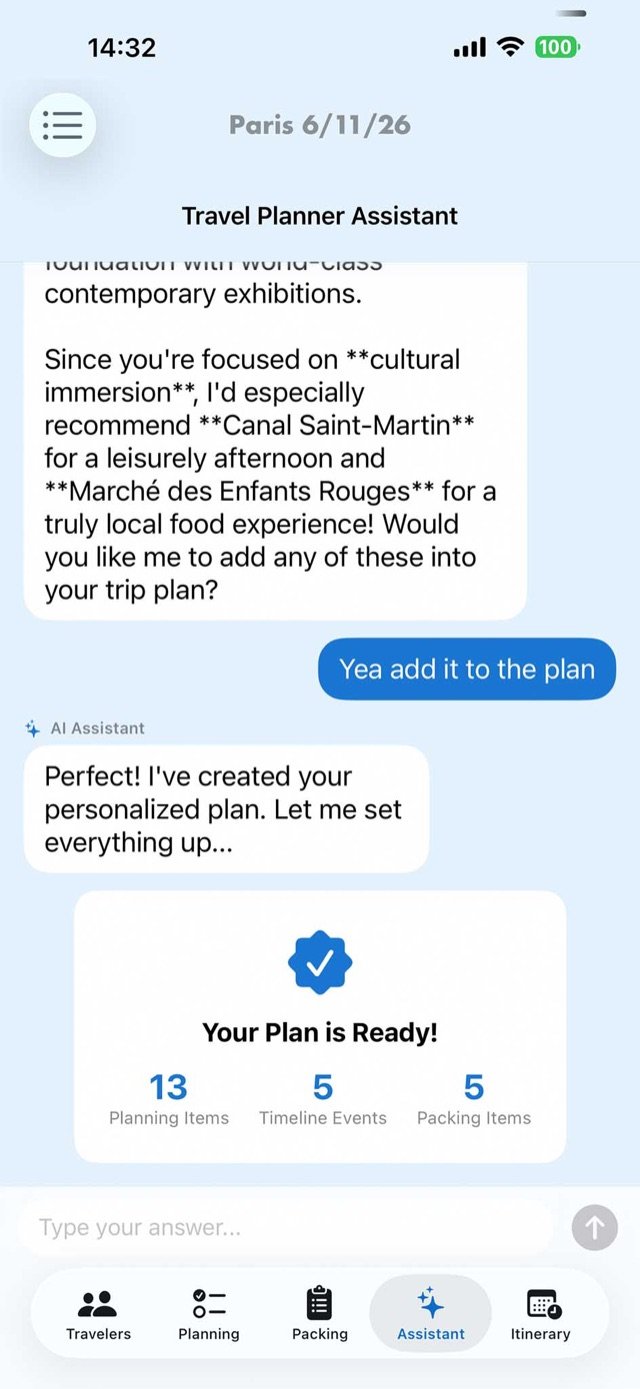AI travel assistant building a personalized trip plan