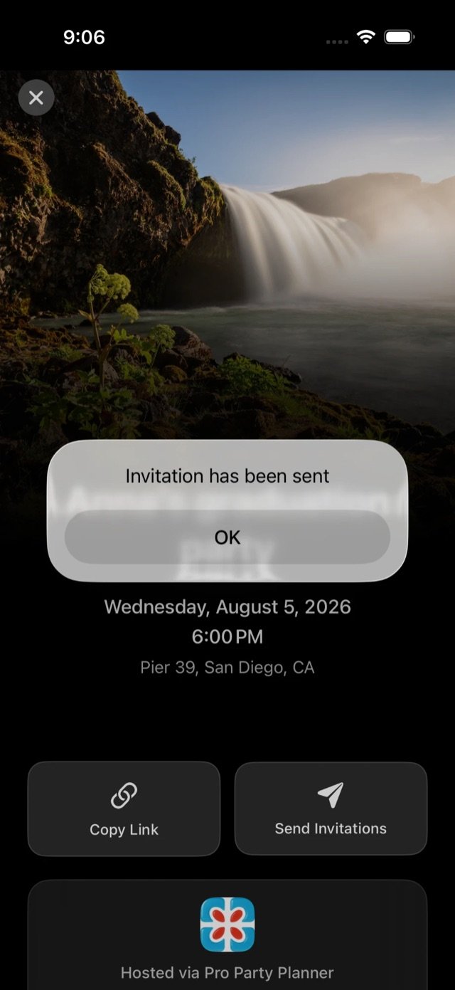 Invitation has been sent confirmation