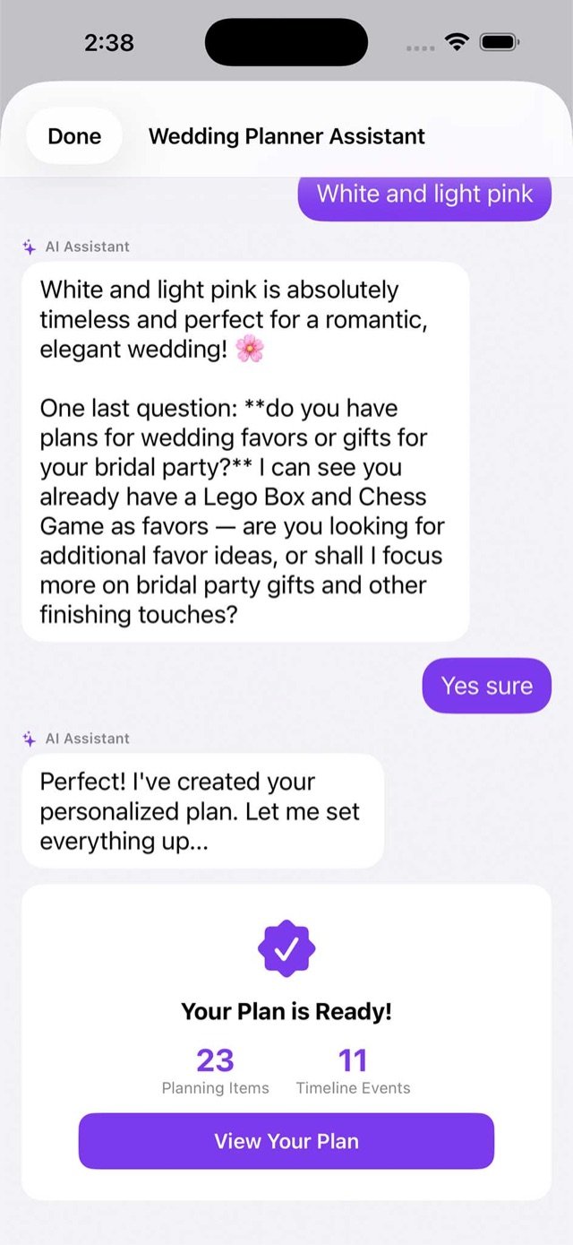 AI wedding assistant building a personalized plan